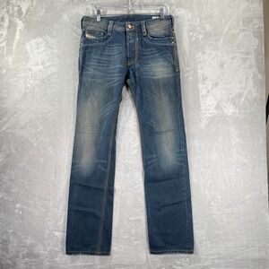 Diesel Jeans men's 30x32 Timmen Straight Fit Denim Blue Button Fly Italy Fading